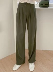 DAZY Women Suit Pants Nút màu trơn - xanh quân đội - Xem 4