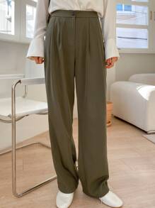 DAZY Women Suit Pants Nút màu trơn - xanh quân đội - Xem 5