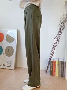 DAZY Women Suit Pants Nút màu trơn - xanh quân đội - Xem 6