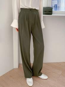 DAZY Women Suit Pants Nút màu trơn - xanh quân đội - Xem 7