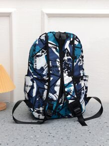 Men Colourblock Large Capacity Backpack