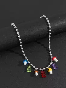 Fashionable and Popular Men Mushroom & Cartoon Bear Pendant Necklace for Vacation and for a Stylish Look - Multicolor - View 2