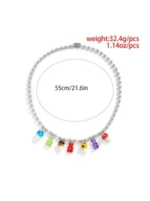 Fashionable and Popular Men Mushroom & Cartoon Bear Pendant Necklace for Vacation and for a Stylish Look - Multicolor - View 3