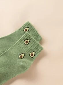 5 双水果条纹印花中筒袜 - 彩色 - 查看 3