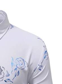 Manfinity Hombres Camisa con estampado floral - Blanco - Ver 4