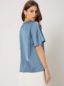 MOTF PREMIUM RELAXED FIT BUTTERFLY SLEEVE TOP - Blue - View 2