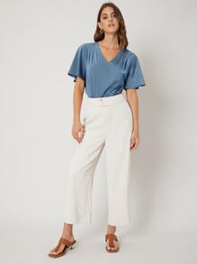 MOTF PREMIUM RELAXED FIT BUTTERFLY SLEEVE TOP - Blue - View 9