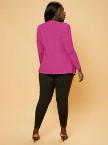 Slaydiva Áo vest Plus size màu trơn Thanh lịch - Màu Hồng Tươi - Xem 2