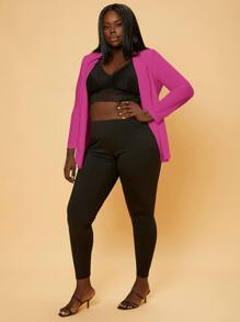 Slaydiva Áo vest Plus size màu trơn Thanh lịch - Màu Hồng Tươi - Xem 5