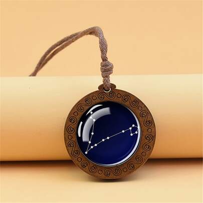 Constellation Print Round Charm Necklace