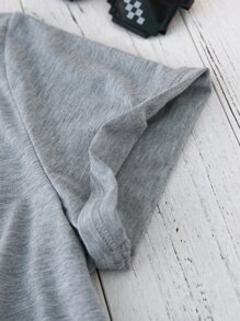 SHEIN LUNE Figure And Letter Graphic Tee - Grey - View 3