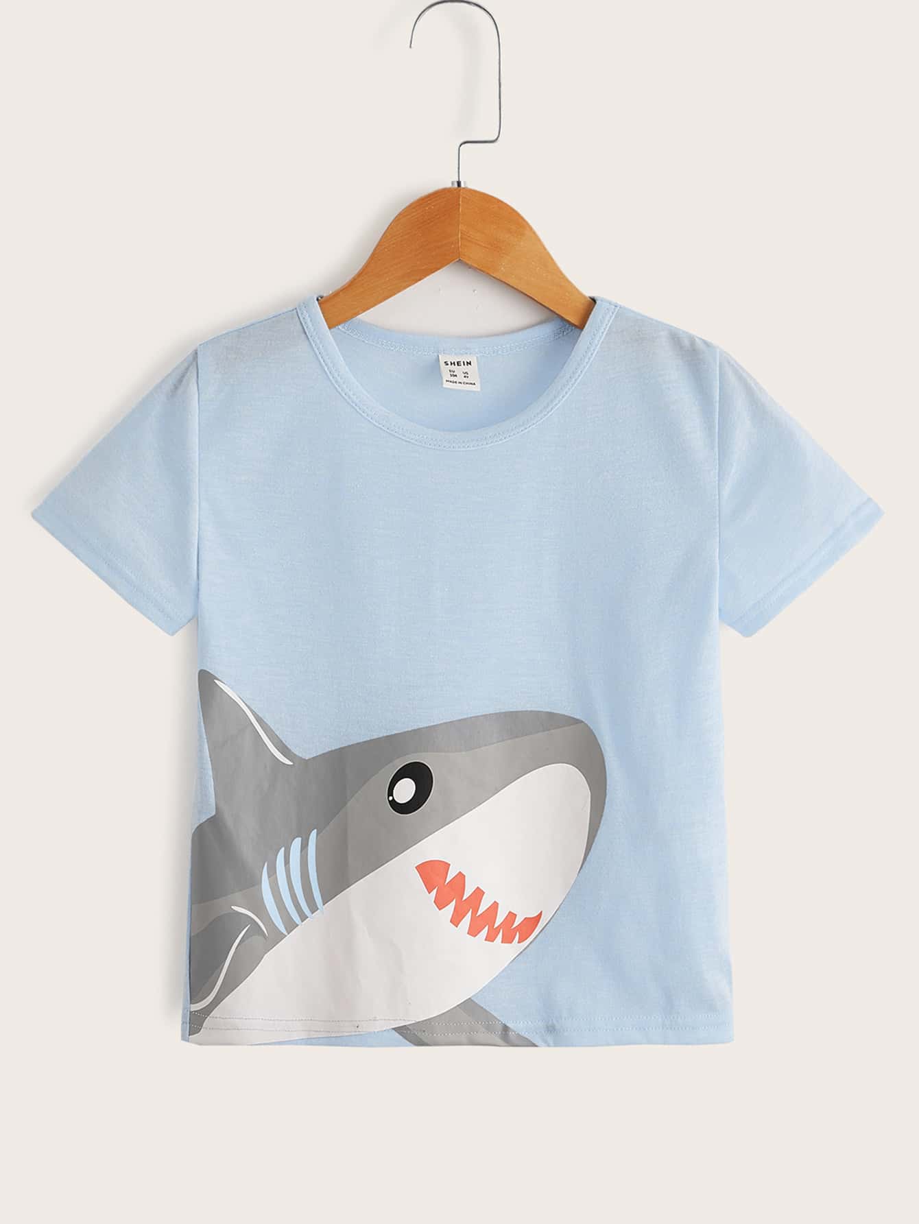 SHEIN Niños Camiseta con estampado de tiburón - Celeste - Ver 1
