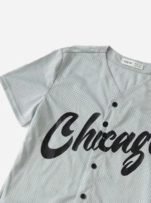 SHEIN Boys Letter Graphic Button Placket Shirt & Shorts Set - Grey - View 3