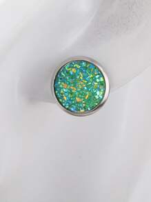 4對金屬亮絲圓形耳釘,不銹鋼首飾類 - 彩色 - 查看 4