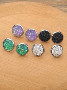 4對金屬亮絲圓形耳釘,不銹鋼首飾類 - 彩色 - 查看 5