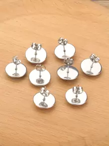 4對金屬亮絲圓形耳釘,不銹鋼首飾類 - 彩色 - 查看 6