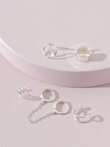 5pcs Chain Decor Earrings - Silver - View 2