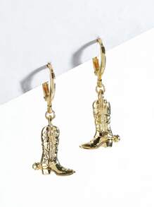 Boot Drop Earrings - Yellow Gold - View 1