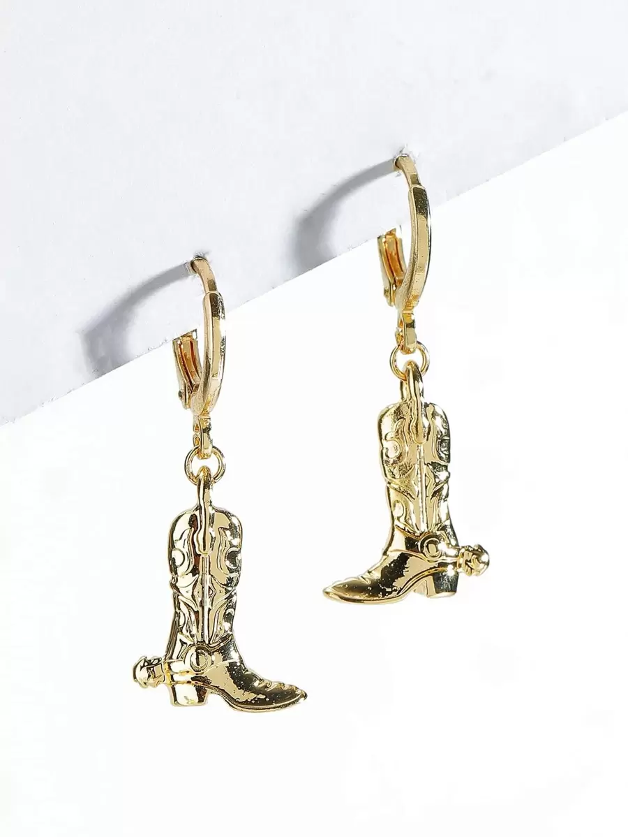 Boot Drop Earrings - Yellow Gold - View 1
