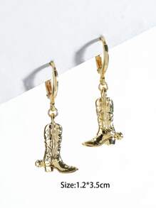 Boot Drop Earrings - Yellow Gold - View 3
