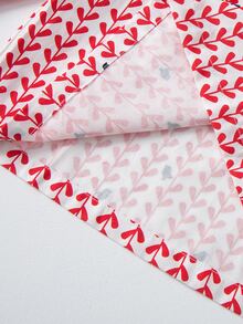 YINGZIFANG 小女童植物圖案彼得潘領上衣 - 紅白色 - 查看 4