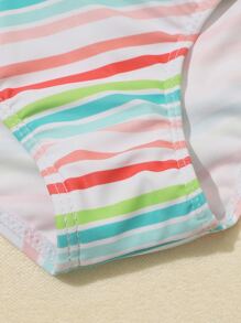 Toddler Girls Striped One Piece Swimsuit - White - View 4