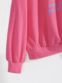 Wang xx 卡通和標語圖案運動衫 - 玫紅色 - 查看 3