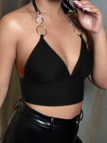 SHEIN BAE Top halter con aro O con tira