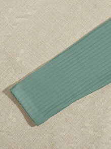 SHEIN Essnce Camiseta corta unicolor tejida de canalé - verde menta - Ver 5