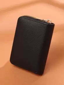 Minimalist Zipper Around Card Holder - Black - View 2