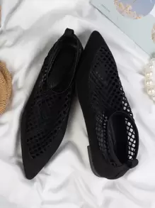 Giày bệt Nữ Cắt ra màu trơn - màu đen - Xem 1