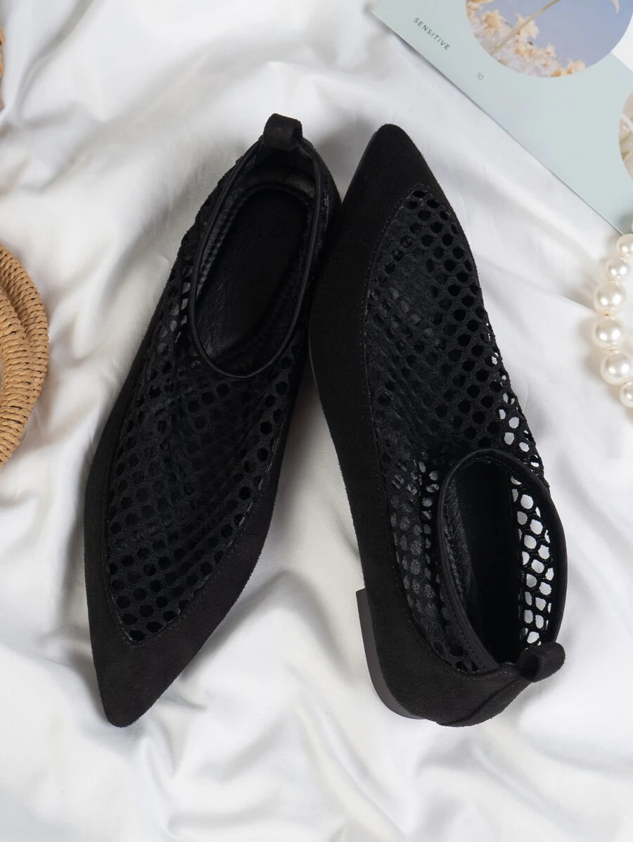 Giày bệt Nữ Cắt ra màu trơn - màu đen - Xem 1