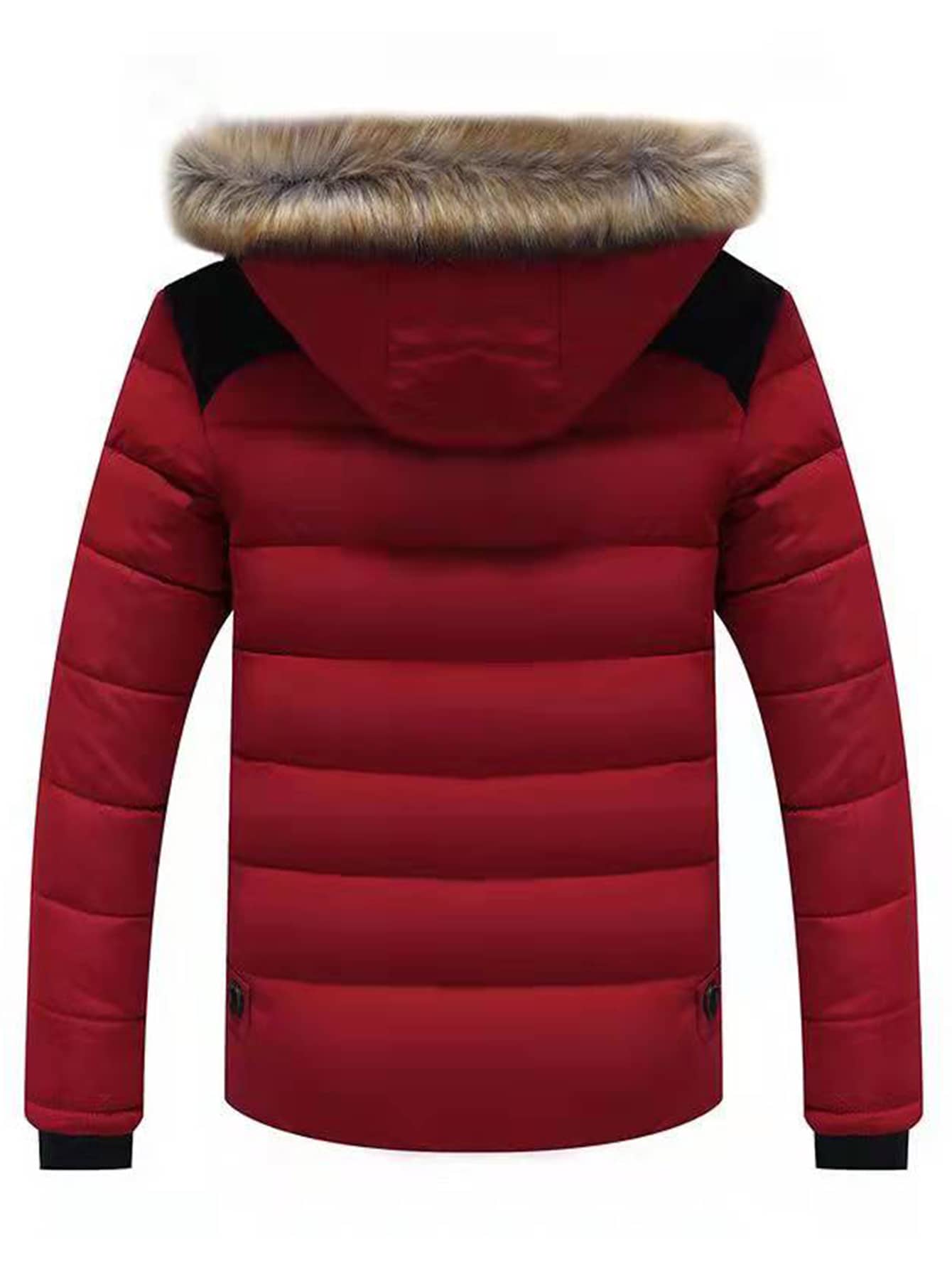 Our Guys Zipper Button Fuzzy Hooded Puffer Coat is such a vibe ROMWE