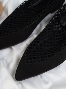Giày bệt Nữ Cắt ra màu trơn - màu đen - Xem 3