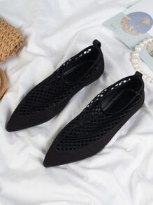 Giày bệt Nữ Cắt ra màu trơn - màu đen - Xem 5