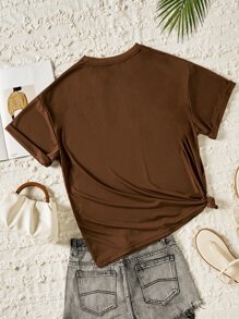 Áo thun nữ Tim Ngọn lửa Giải trí - Màu nâu Sô-cô-la - Xem 2