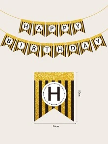 1件套生日裝飾拉旗 - 彩色 - 查看 3