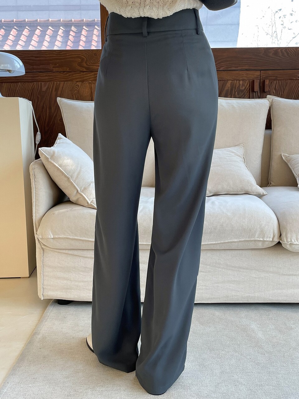 High Waist Plicated Detail Tailored Pants