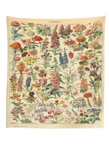 Letter & Floral Print Tapestry - Multicolor - View 2