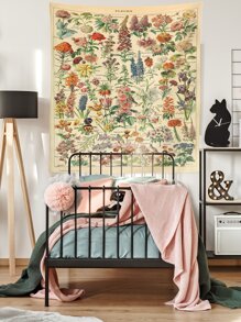 Letter & Floral Print Tapestry - Multicolor - View 4