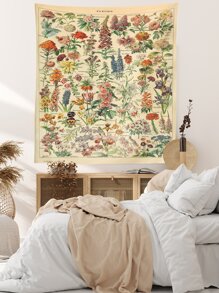 Letter & Floral Print Tapestry - Multicolor - View 5