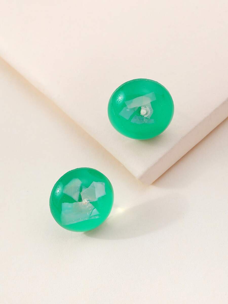 圓形裝飾耳釘 - 彩色 - 查看 1