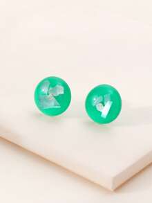 圓形裝飾耳釘 - 彩色 - 查看 2