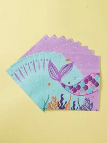 20 chiếc khăn ăn dùng một lần họa tiết nàng tiên cá, khăn giấy hoạt hình cho tiệc sinh nhật, giáng sinh - Nhiều màu - Xem 1