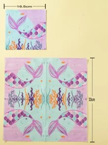 20 chiếc khăn ăn dùng một lần họa tiết nàng tiên cá, khăn giấy hoạt hình cho tiệc sinh nhật, giáng sinh - Nhiều màu - Xem 3