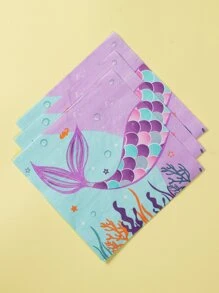 20 chiếc khăn ăn dùng một lần họa tiết nàng tiên cá, khăn giấy hoạt hình cho tiệc sinh nhật, giáng sinh - Nhiều màu - Xem 4