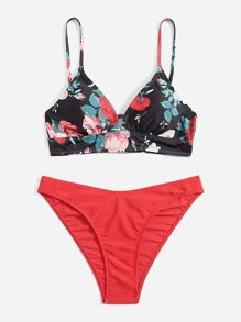Conjunto de bikini con estampado floral para playa de verano - Multicolor - Ver 1