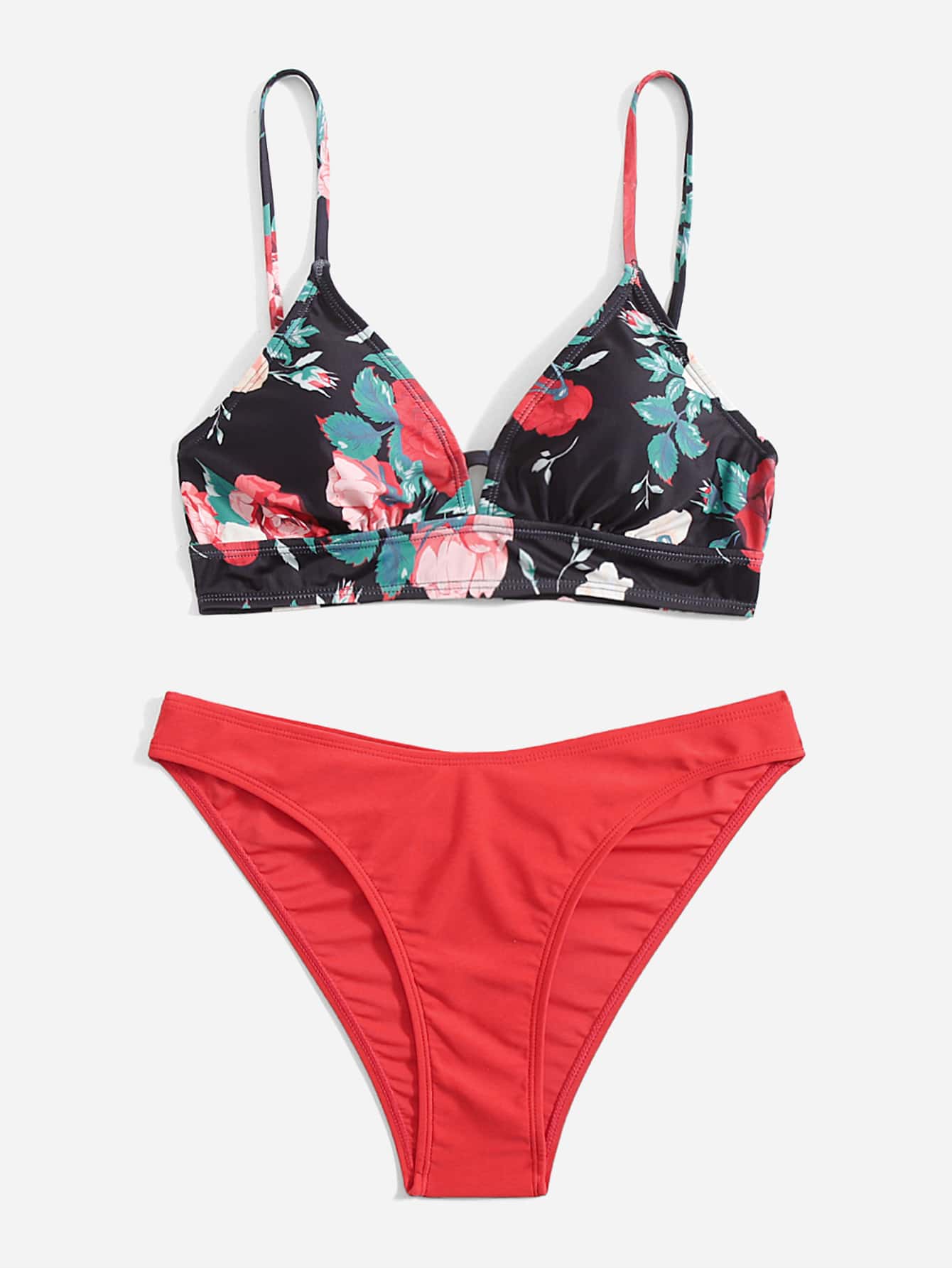 Conjunto de bikini con estampado floral para playa de verano - Multicolor - Ver 1