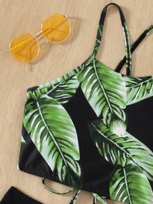 Bikini con cordón con estampado tropical, para el verano y las vacaciones en la playa - Multicolor - Ver 4