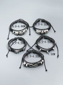 Thời trang và phổ biến 5 chiếc Vòng tay nam trang trí hình đầu lâu PU cho kỳ nghỉ và cho vẻ ngoài sành điệu - màu đen - Xem 4